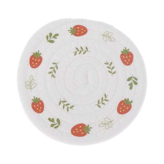 Unique Bargains 1 Pc Strawberry Pattern Drink Coaster White Red Blended fabric