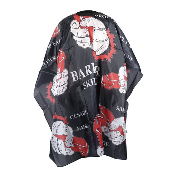 Unique Bargains 1 Pc Stripe Pattern Hairdressing Cape for Barber Shop 60.63"x55.12" Black Red