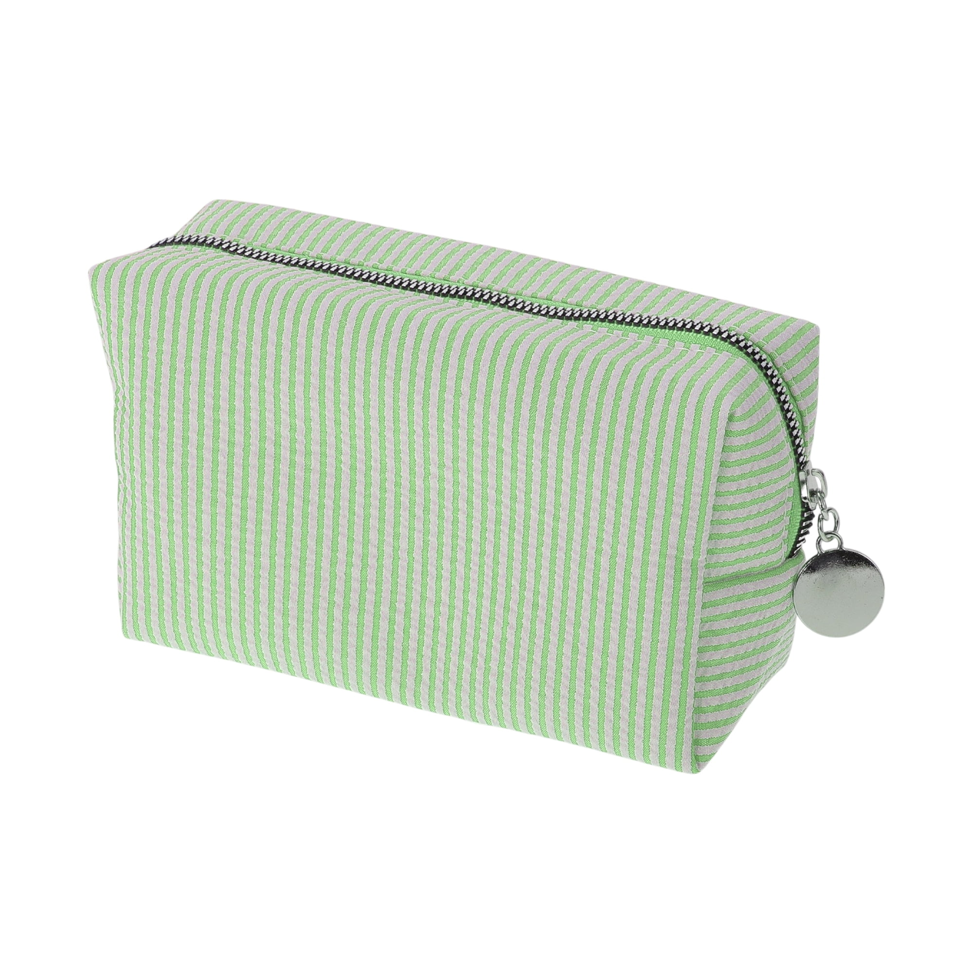 Unique Bargains 1 Pc Striped Pattern Makeup Bag with Smooth Drawstring Design Light Green
