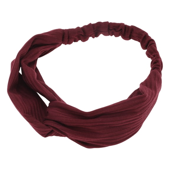 Unique Bargains 1 Pc Stripes Elastic Cross Headwrap for Women Wine Red
