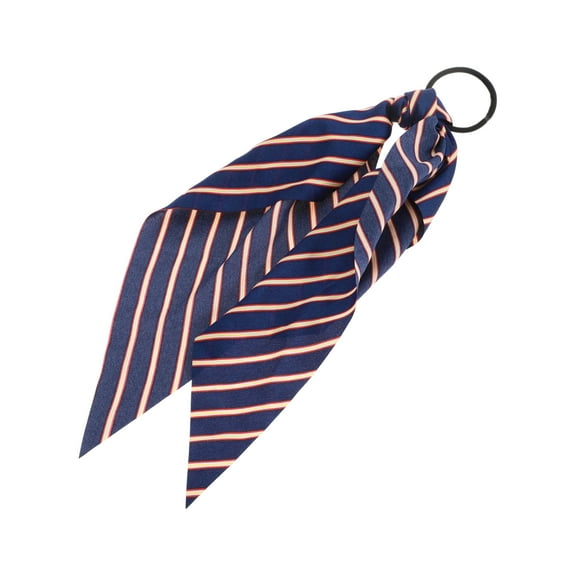 Unique Bargains 1 Pc Stripes Triangle Ribbon Hair Elastic Band Navy Blue
