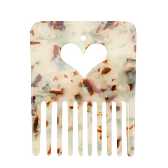 Unique Bargains 1 Pc Styish Portable Heart Shaped Hair Insert Comb Coffee Color