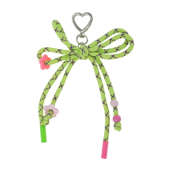 Unique Bargains 1 Pc Stylish Braided Bow with Love Buckle Handbag Charm Decorative Keychain Fluorescent Yellow
