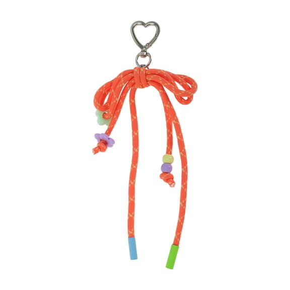 Unique Bargains 1 Pc Stylish Braided Bow with Love Buckle Handbag Charm Decorative Keychain Orange