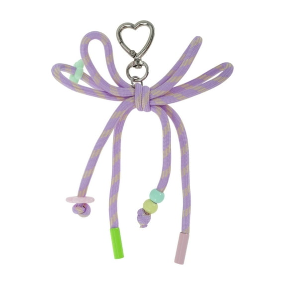 Unique Bargains 1 Pc Stylish Braided Bow with Love Buckle Handbag Charm Decorative Keychain Purple