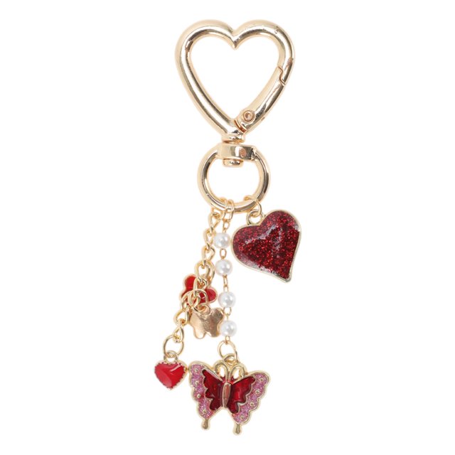 Unique Bargains 1 Pc Stylish Butterfly Heart Handbag Charm Bag Accessories 3.54″ Red