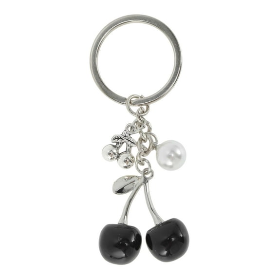 Unique Bargains 1 Pc Stylish Cherry Handbag Charms Keychains Bag Accessories Silver Tone Black