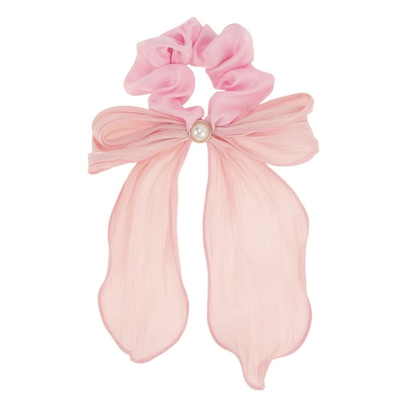 Unique Bargains 1 Pc Stylish Creased Ribbons Hair Ties Hair Bands Pink