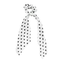 Unique Bargains 1 Pc Stylish Dots Ribbon Hair Elastics Hair Ties White