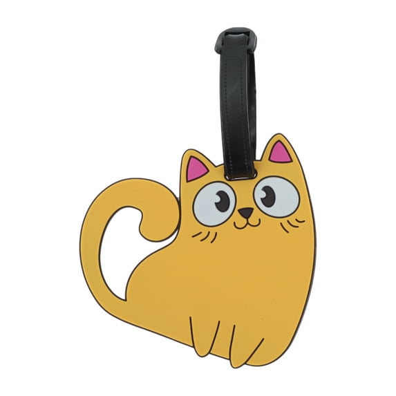 Unique Bargains 1 Pc Stylish Durable Cat Pattern Luggage Tag for Travelling Orange