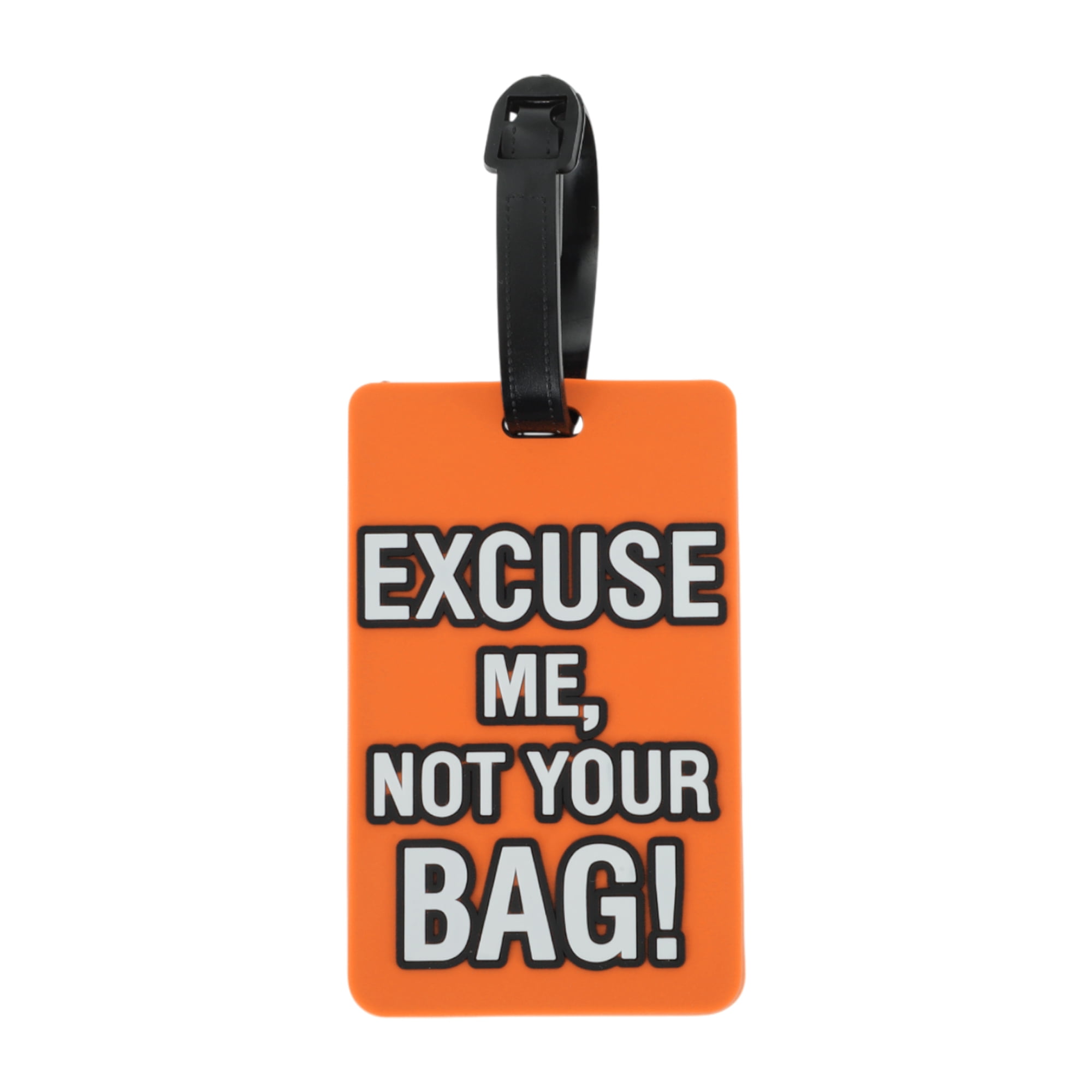 Unique Bargains 1 Pc Stylish Durable EXCUSE Pattern Luggage Tag for Travelling Orange