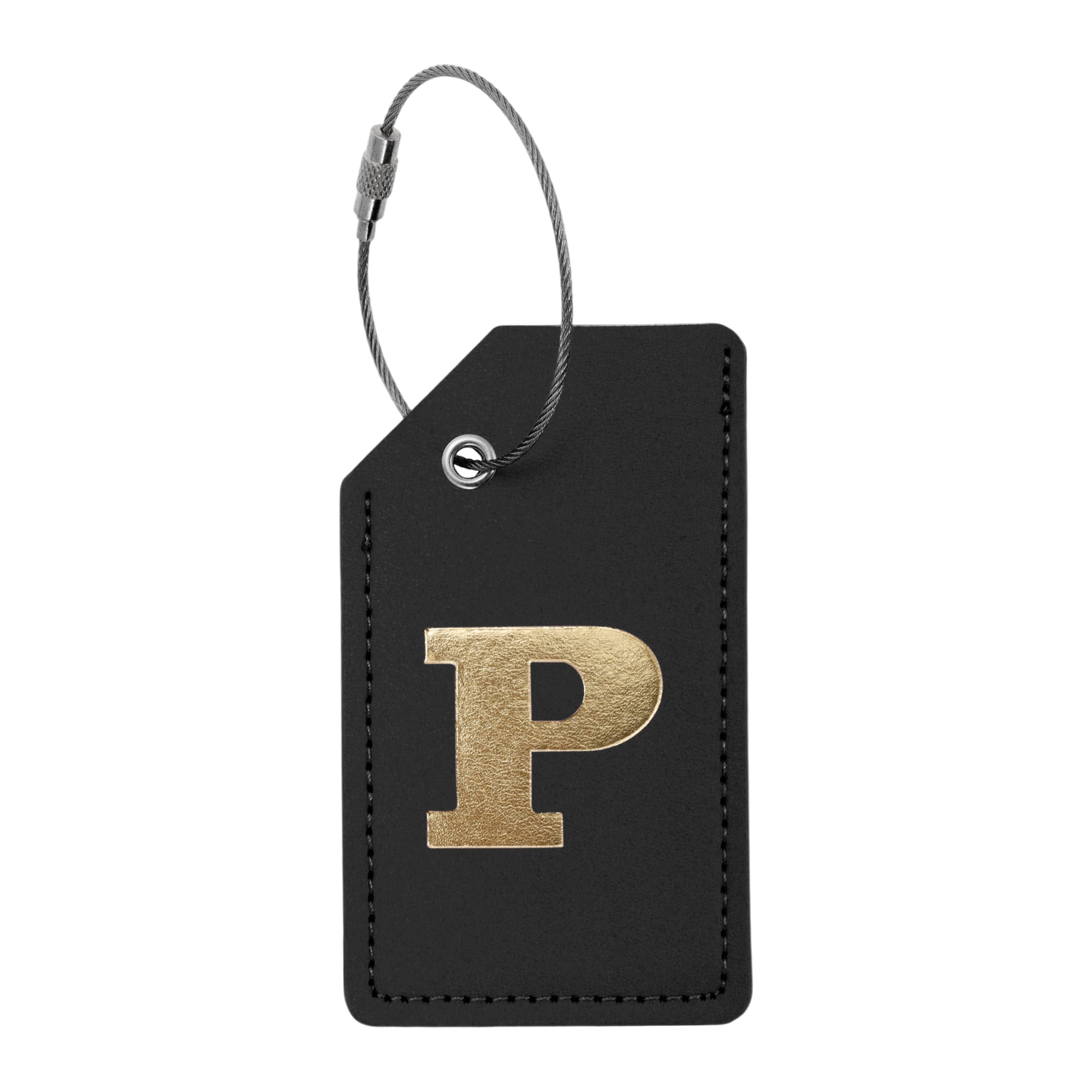 Unique Bargains 1 Pc Stylish Durable Luggage Tag for Travelling Black [Letter P]