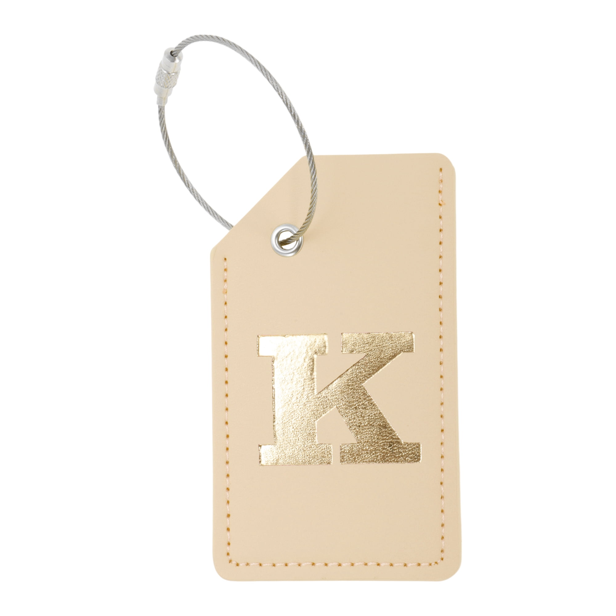 Unique Bargains 1 Pc Stylish Durable Luggage Tag for Travelling Khaki [Letter K]
