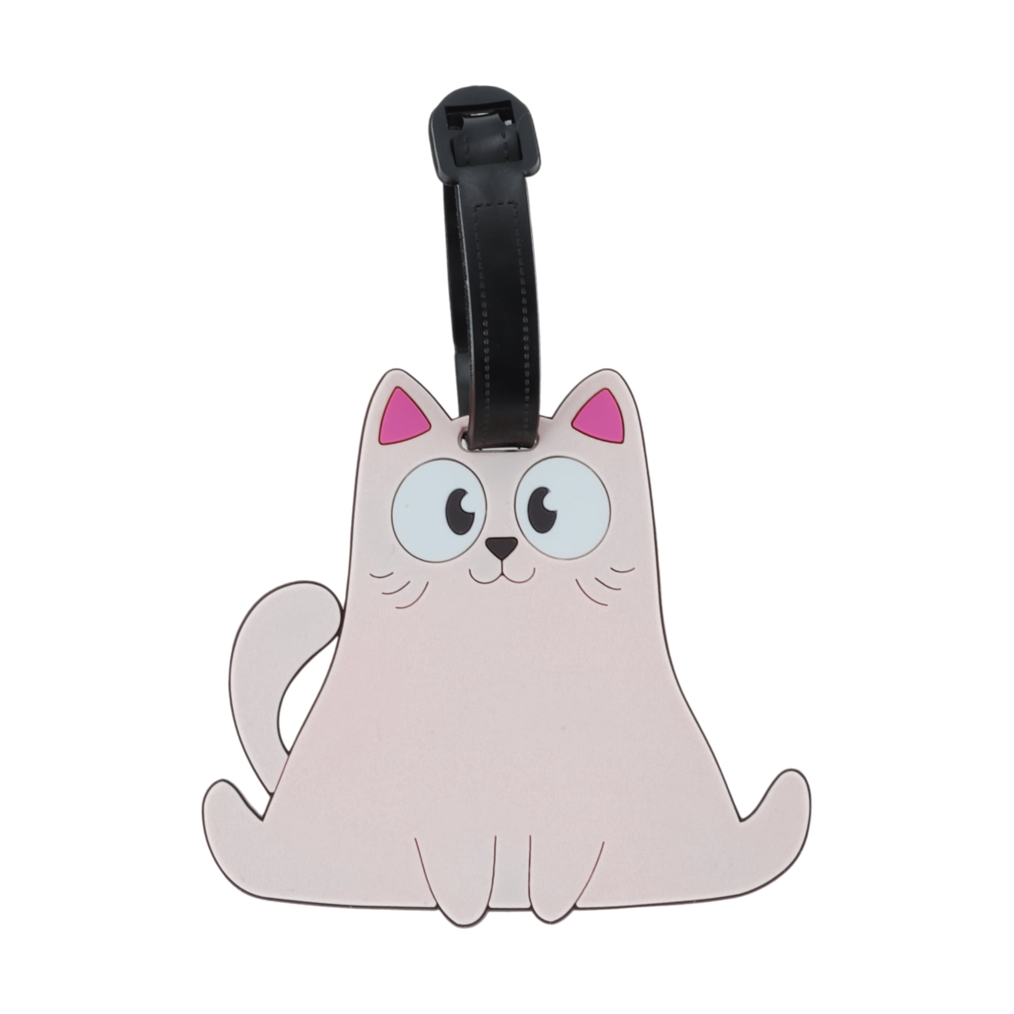 Unique Bargains 1 Pc Stylish Durable Smiling Cat Luggage Tag for Travelling Light Pink
