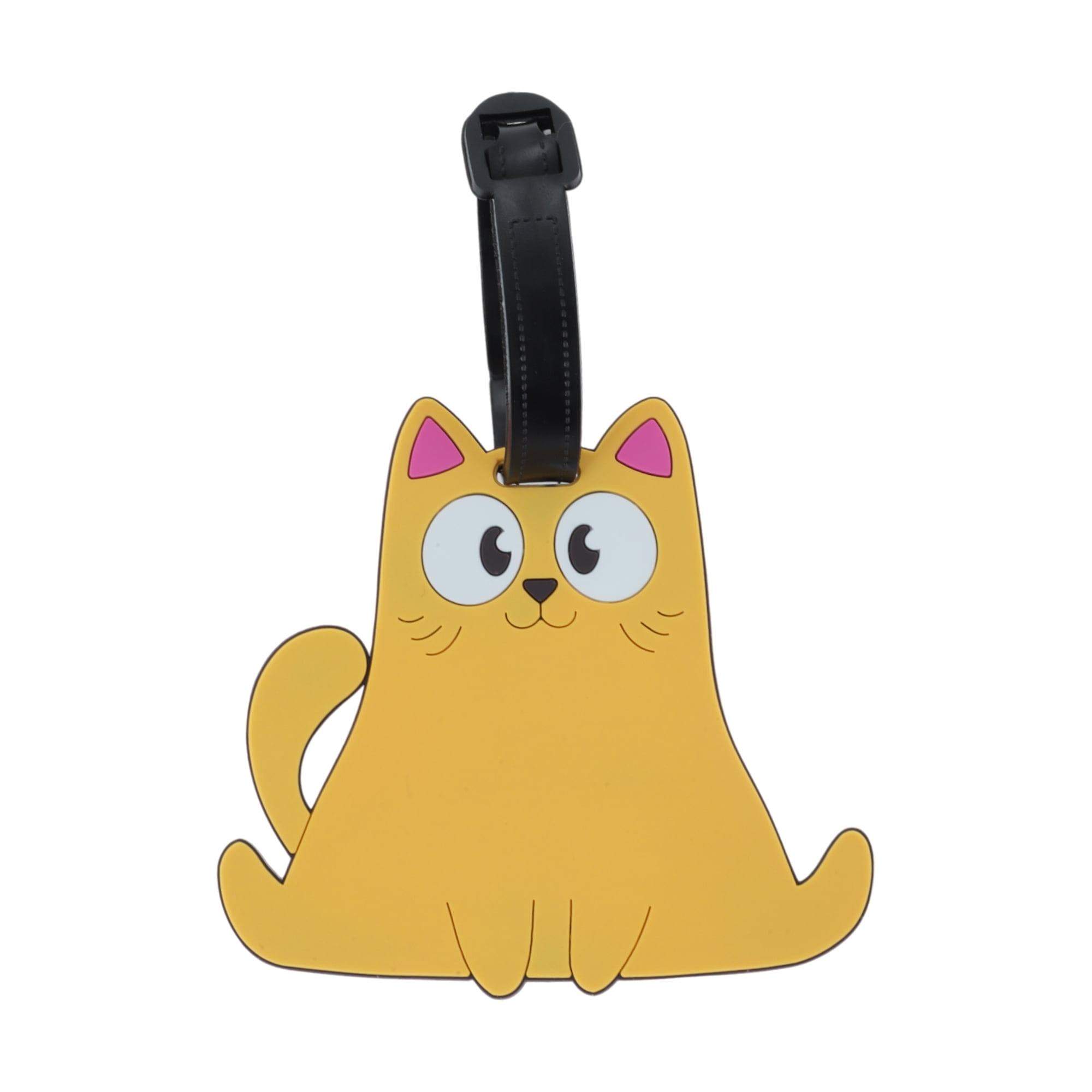 Unique Bargains 1 Pc Stylish Durable Smiling Cat Luggage Tag for Travelling Orange