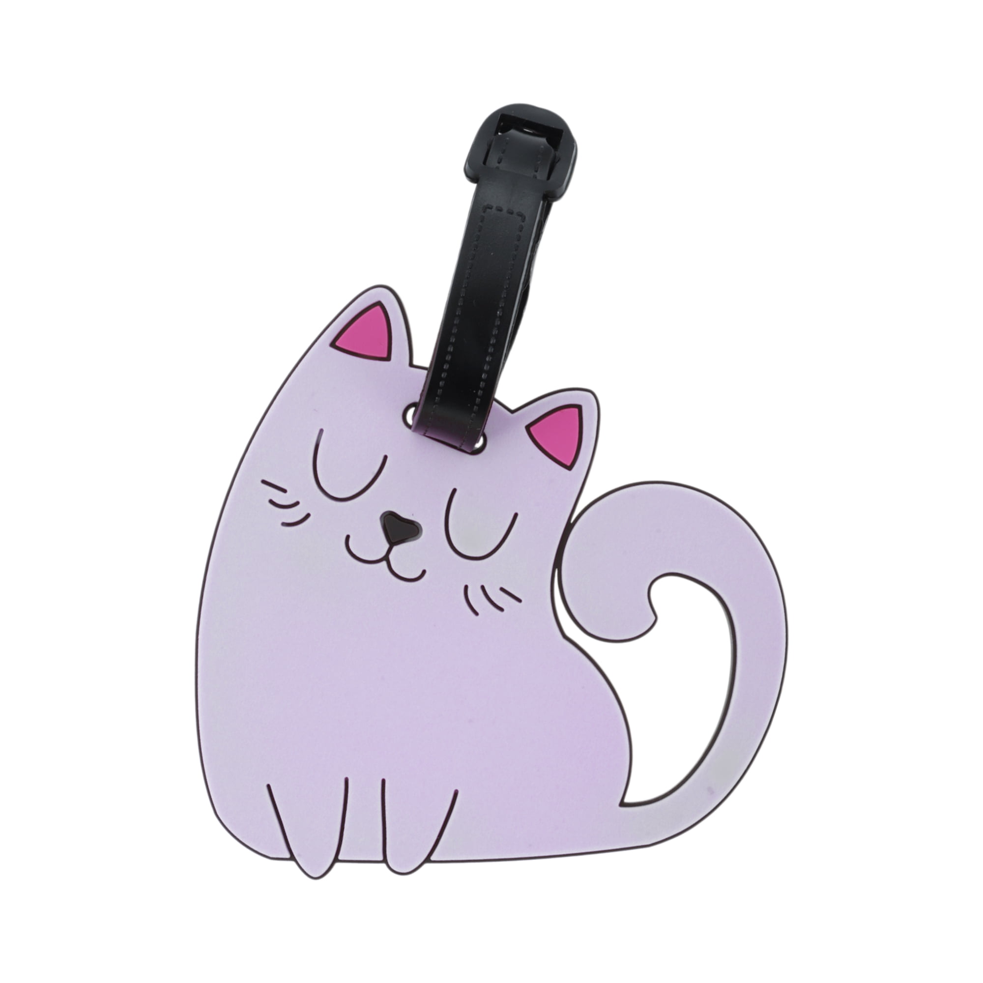 Unique Bargains 1 Pc Stylish Durable Squinting Cat Luggage Tag for Travelling Light Purple