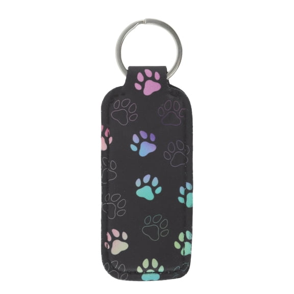 Unique Bargains 1 Pc Stylish Footprint Pattern Lipstick and Perfume Cover Handbag Charm Decorative Keychain Black