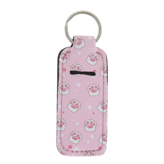 Unique Bargains 1 Pc Stylish Footprint Pattern Lipstick and Perfume Cover Handbag Charm Decorative Keychain Pink