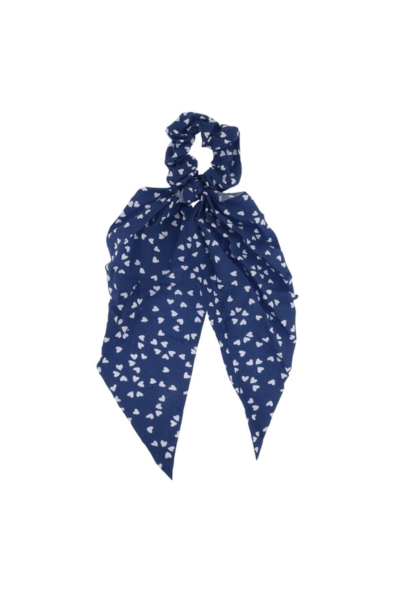 1 Pc Stylish Heart Ribbon Hair Elastics Hair Ties Navy Blue