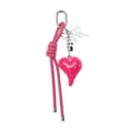 thumbnail image 1 of Unique Bargains 1 Pc Stylish Hearts Braided Rope Handbag Charm Bag Accessories Rose Red, 1 of 5