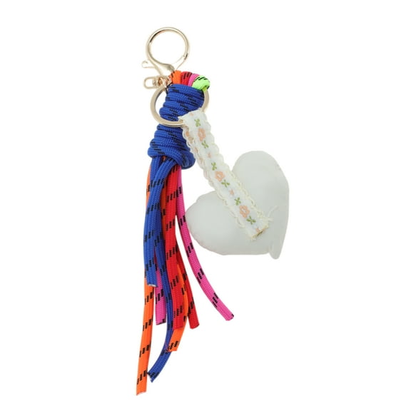 Unique Bargains 1 Pc Stylish Hearts Tassels Handbag Charm Bag Accessories Beige