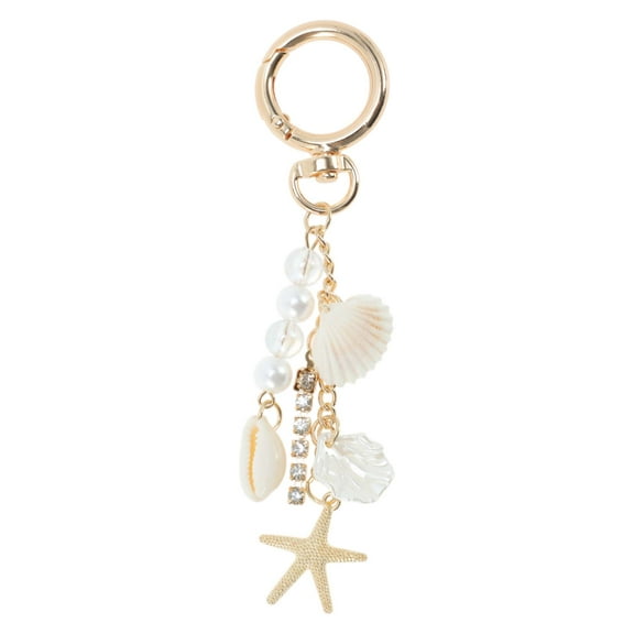 Unique Bargains 1 Pc Stylish Pearl Starfish Handbag Charm Bag Accessories 4.72″ Gold Tone White