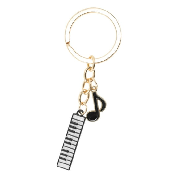Unique Bargains 1 Pc Stylish Piano Music Note Handbag Charm Bag Accessories 3.43″ Gold Tone Black