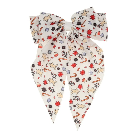 Unique Bargains 1 Pc Stylish Ribbons Hair Clips Hairdo Clips White Red