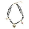 thumbnail image 1 of Unique Bargains 1 Pc Stylish Scarf Necklace with Charm Adjustable Tie Statement Choker for Women Black White, 1 of 5