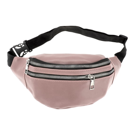 Unique Bargains 1 Pc Stylish Sports Waist Bag Leather-Texture Fanny Pack for Sports Pink