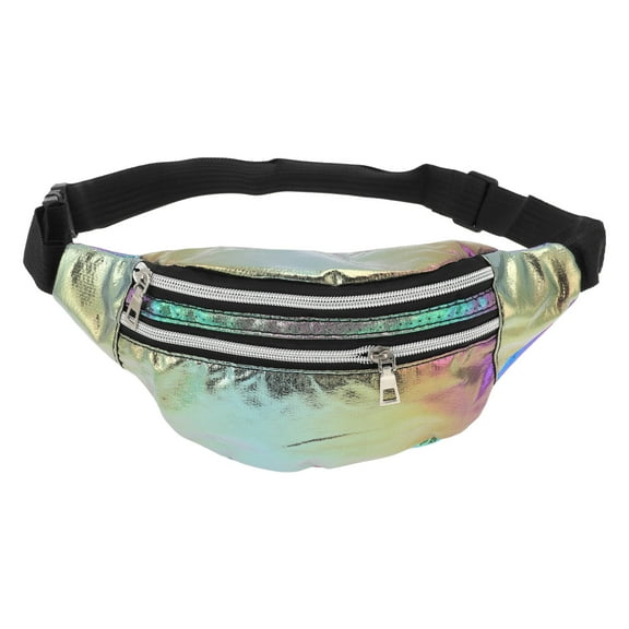 Unique Bargains 1 Pc Stylish Sports Waist Bag Multi-Color Iridescent Holographic Fanny Pack for Sports Colorful