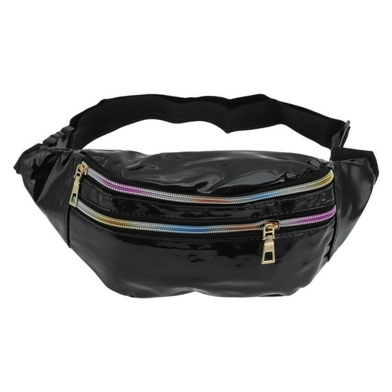 Unique Bargains 1 Pc Stylish Sports Waist Bag Reflective Holographic Fanny Pack for Sports Black