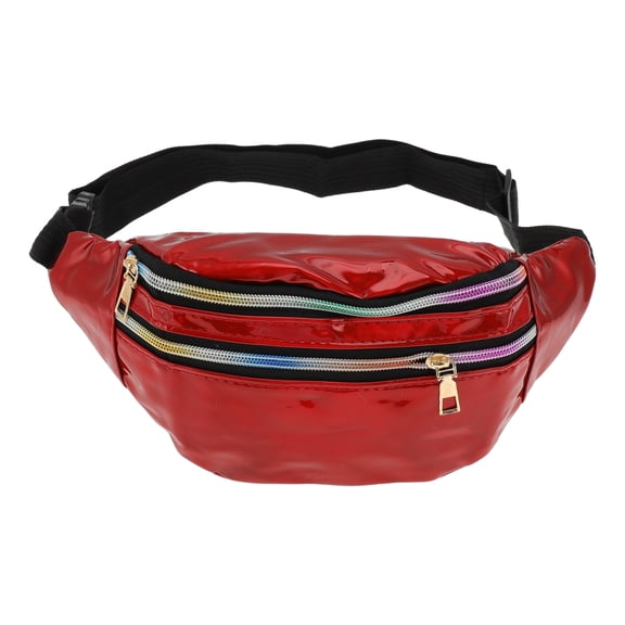 Unique Bargains 1 Pc Stylish Sports Waist Bag Reflective Holographic Fanny Pack for Sports Red