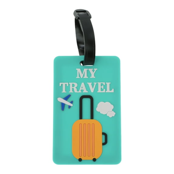 Unique Bargains 1 Pc Suitcase Airplane Pattern Luggage Tag for Travelling Cyan
