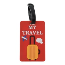 Unique Bargains 1 Pc Suitcase Airplane Pattern Luggage Tag for Travelling Red