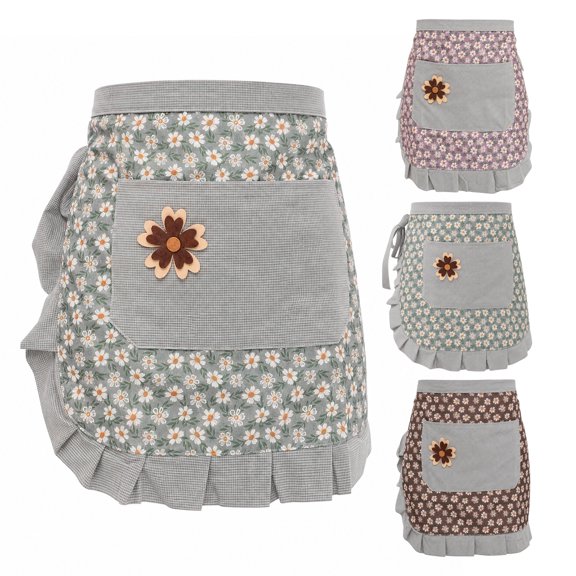 Unique Bargains 1 Pc Sunflower Pattern Kitchen Cooking Aprons Gray