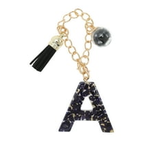 Unique Bargains 1 Pc Tassel Letter A Water Cup Pendant for Office Black Alloy Plastic