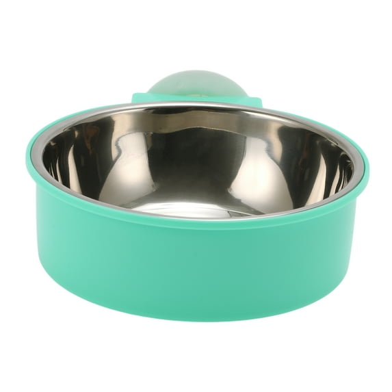 Unique Bargains 1 Pc Thickening Hanging Dog Bowl for Indoor and Outdoor Plastic Stainless Steel Green Small
