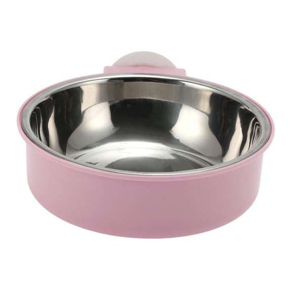 Unique Bargains 1 Pc Thickening Hanging Dog Bowl for Indoor and Outdoor Plastic Stainless Steel Pink Large