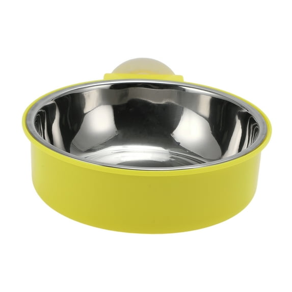 Unique Bargains 1 Pc Thickening Hanging Dog Bowl for Indoor and Outdoor Plastic Stainless Steel Yellow Large