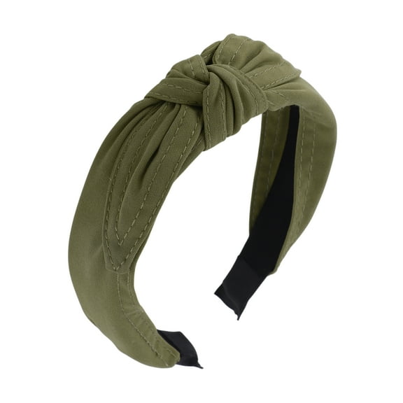 Unique Bargains 1 Pc Tie Bow Wide Headbands for Women Blackish Green
