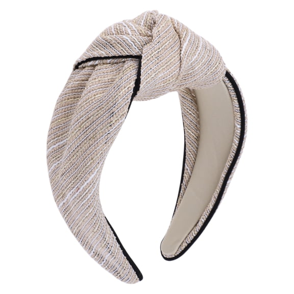 Unique Bargains 1 Pc Tie Stripes Headbands for Women Khaki
