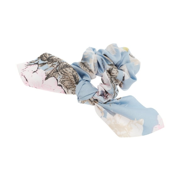Unique Bargains 1 Pc Tie Triangle Ribbon Print Scrunchies Blue