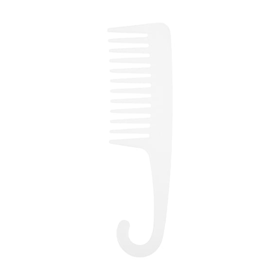 Unique Bargains 1 Pc Translucent Large Bend Wide Tooth Comb for Curly Thin Hair Plastic White