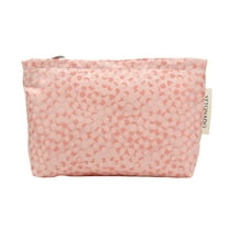 Unique Bargains 1 Pc Travel-friendly Dots Handheld Makeup Bag for Vacation Large Pink Canvas