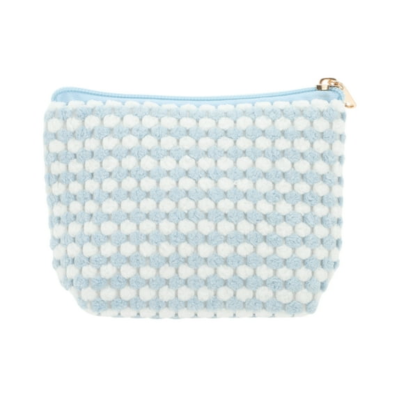 Unique Bargains 1 Pc Travel-friendly Triangle Dots Makeup Bag for Travel Blue Plush