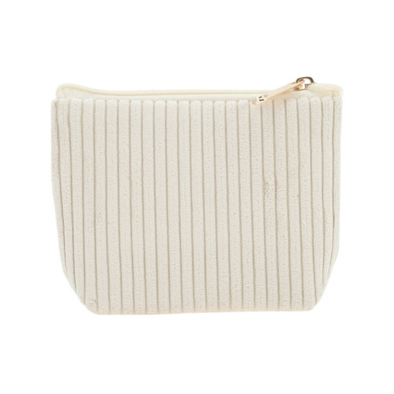 Unique Bargains 1 Pc Travel-friendly Triangle Stripes Makeup Bag for Travel Khaki Corduroy