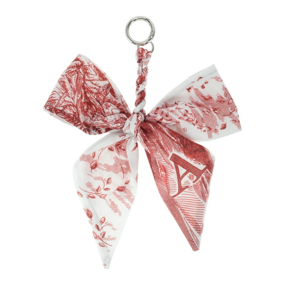 Unique Bargains 1 Pc Trendy Bow Scarf Letter A Handbag Charm Decorative Keychain Red