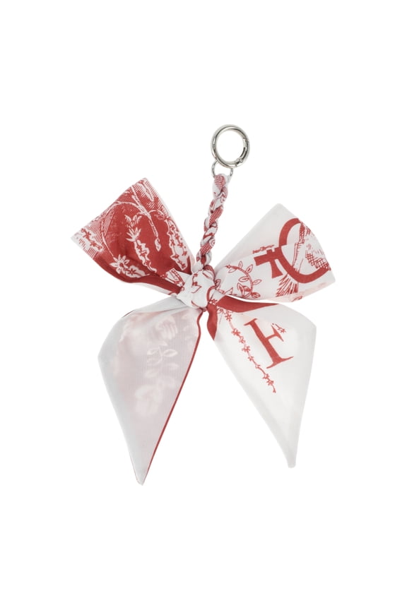 1 Pc Trendy Bow Scarf Letter F Handbag Charm Decorative Keychain Red