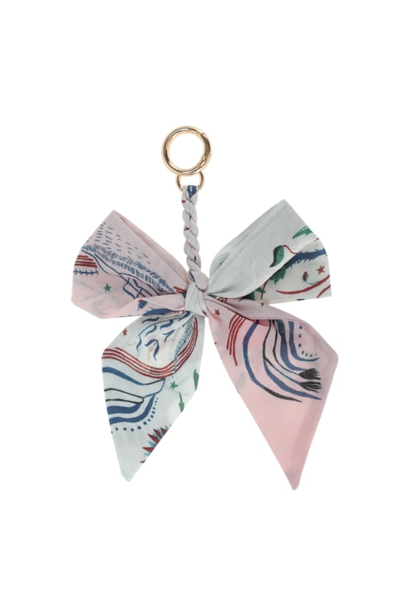 1 Pc Trendy Long Scarf Ribbon Bow Handbag Charm Decorative Keychain Pink